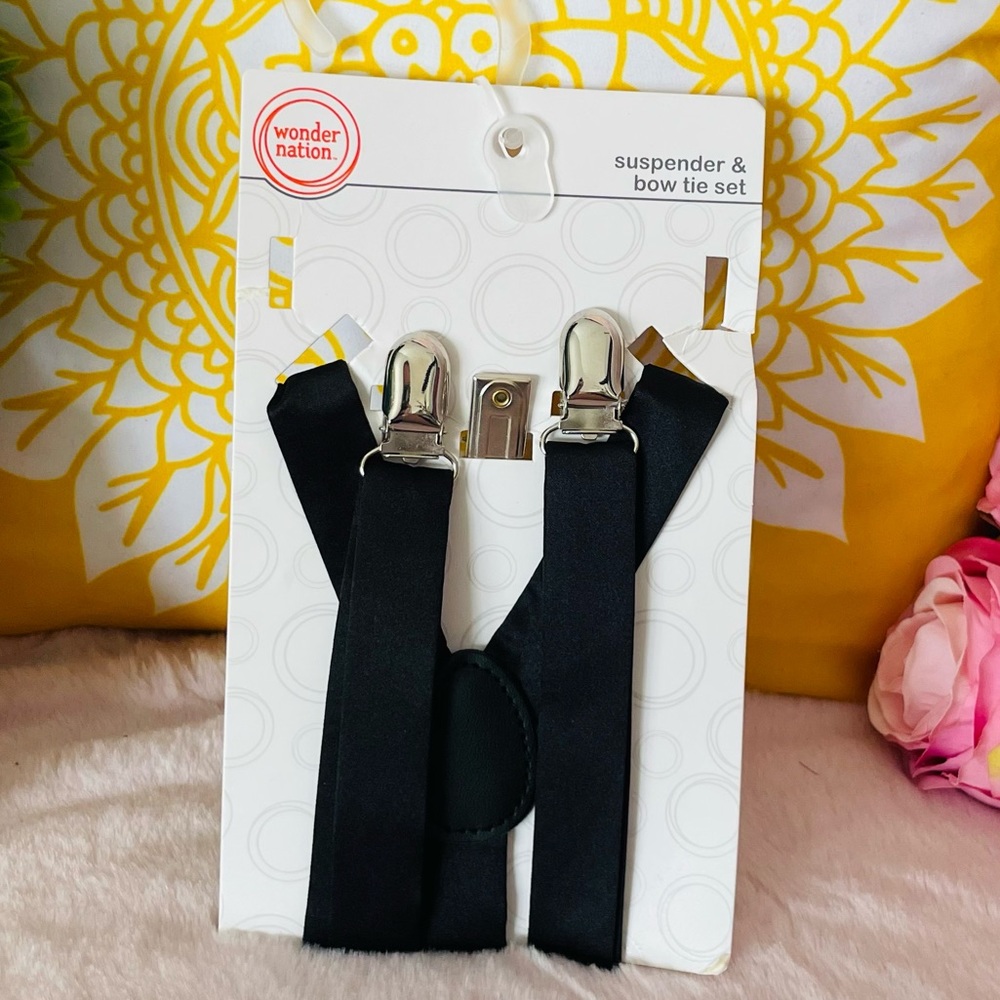 Wonder Nation Boy’s Black Suspenders One Size
